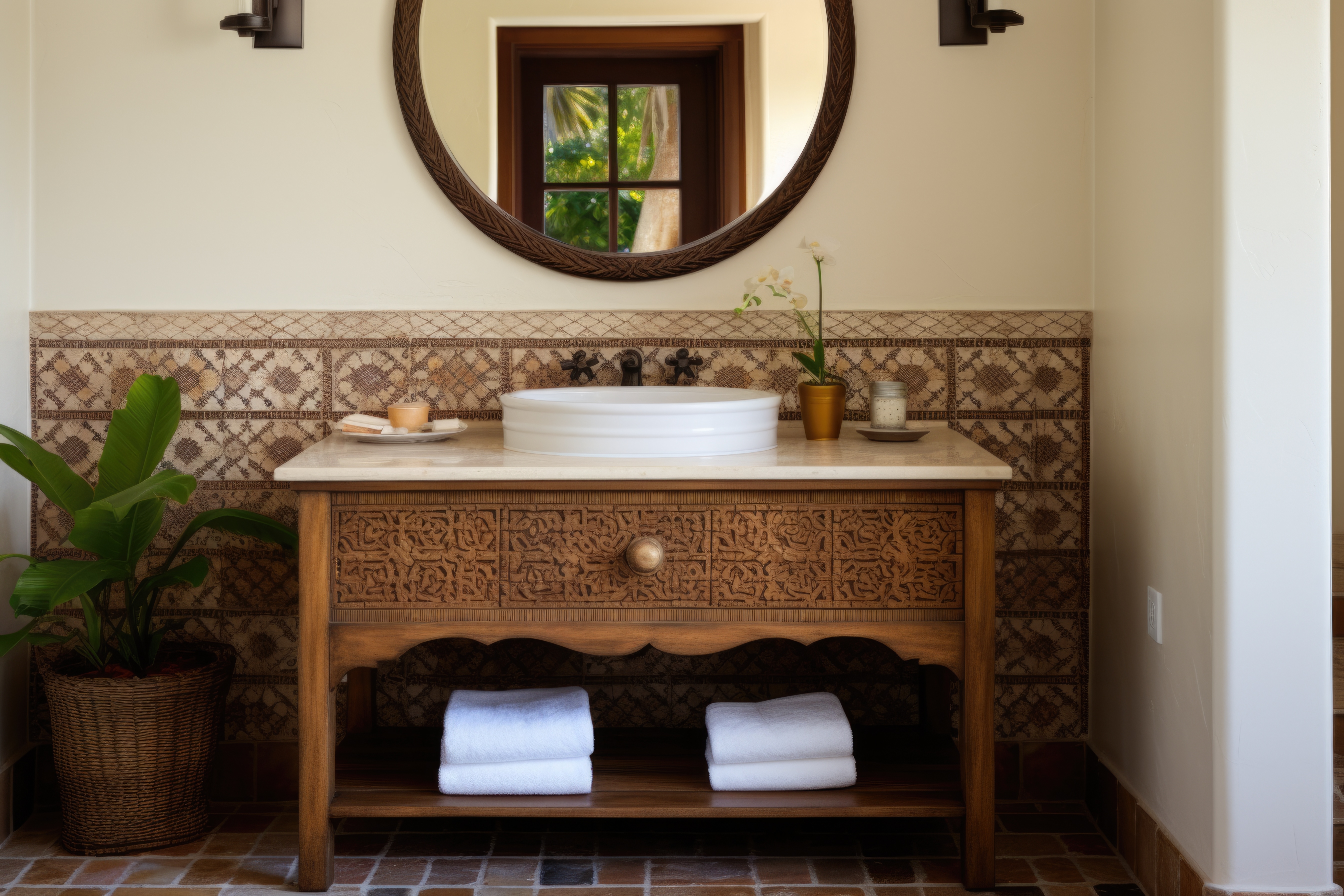 Traditional freestanding bathroom vanity with granite top Houston TX by Olafab Cabinetry